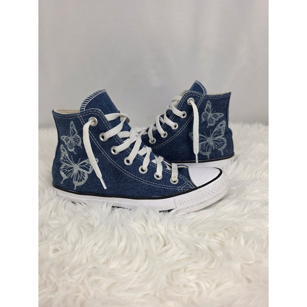 Converse Chuck Taylor Denim Butterfly High Tops Blue Women's 7 Men's 5 Y2K